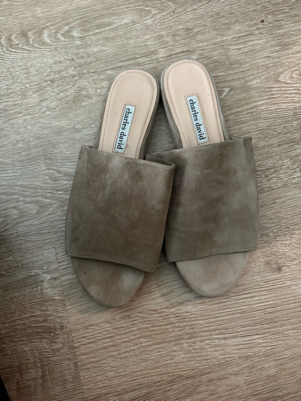 Charles David Taupe Suede Slide sandals size 8